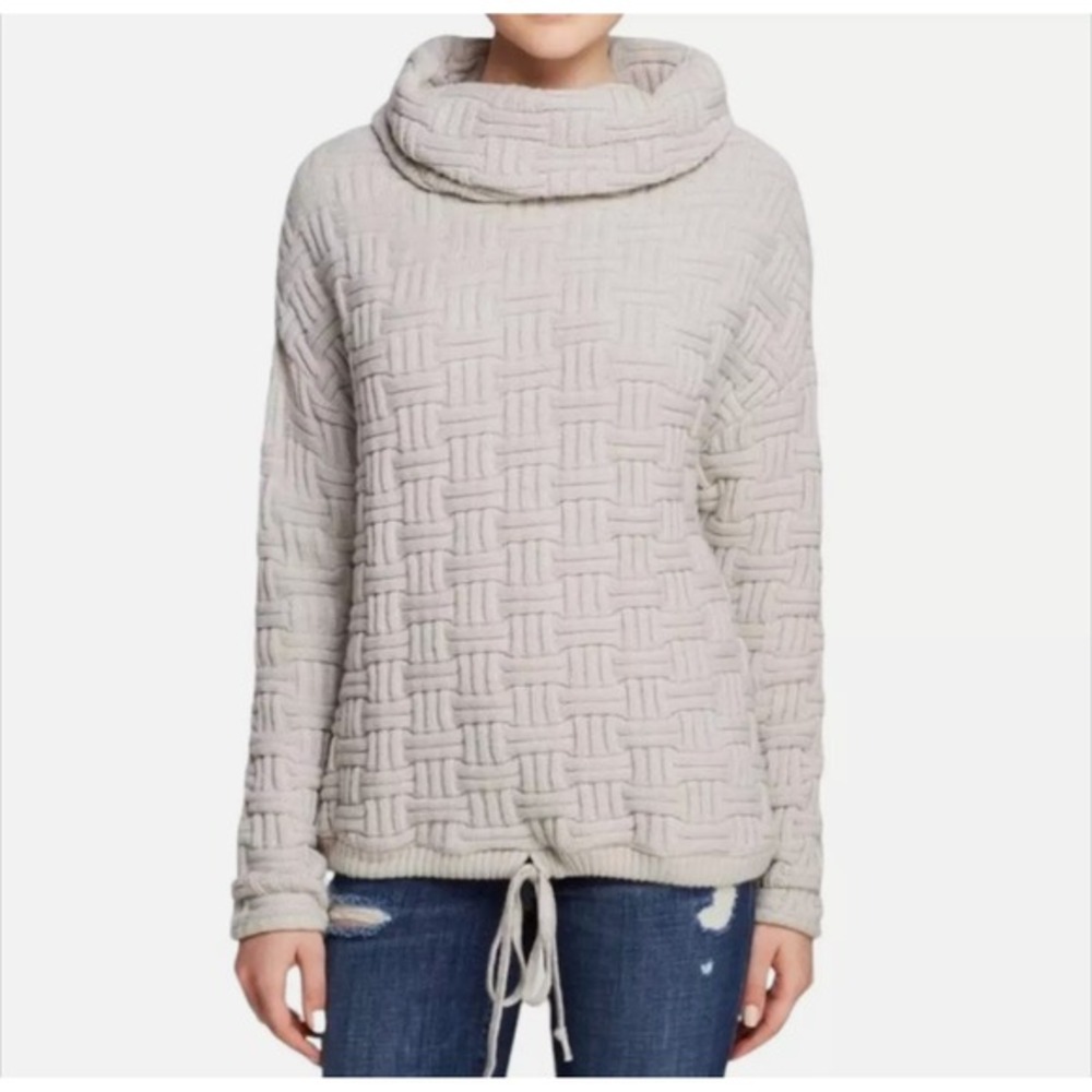 Bella Luxx Los Angeles Gray Basket Weave Cowl Neck Sweater‎ S Nautical